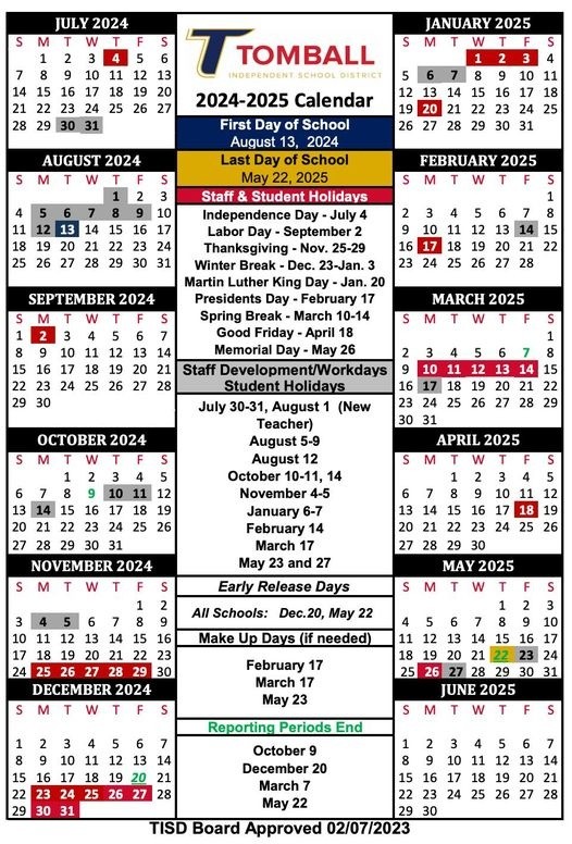 2024-2025 TISD School Calendar Approved